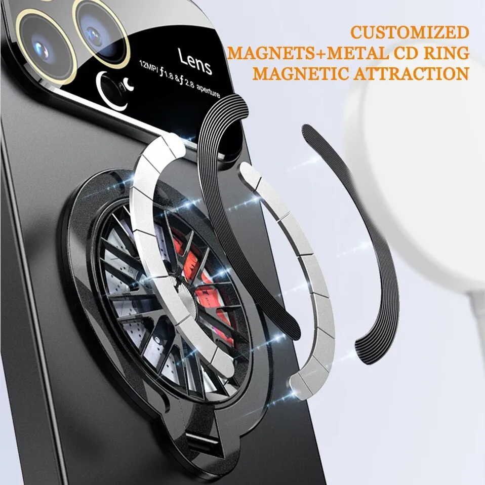 Magnetic Rotatable Gyroscope Stand With Gyro Frosted Phone Case For iPhone