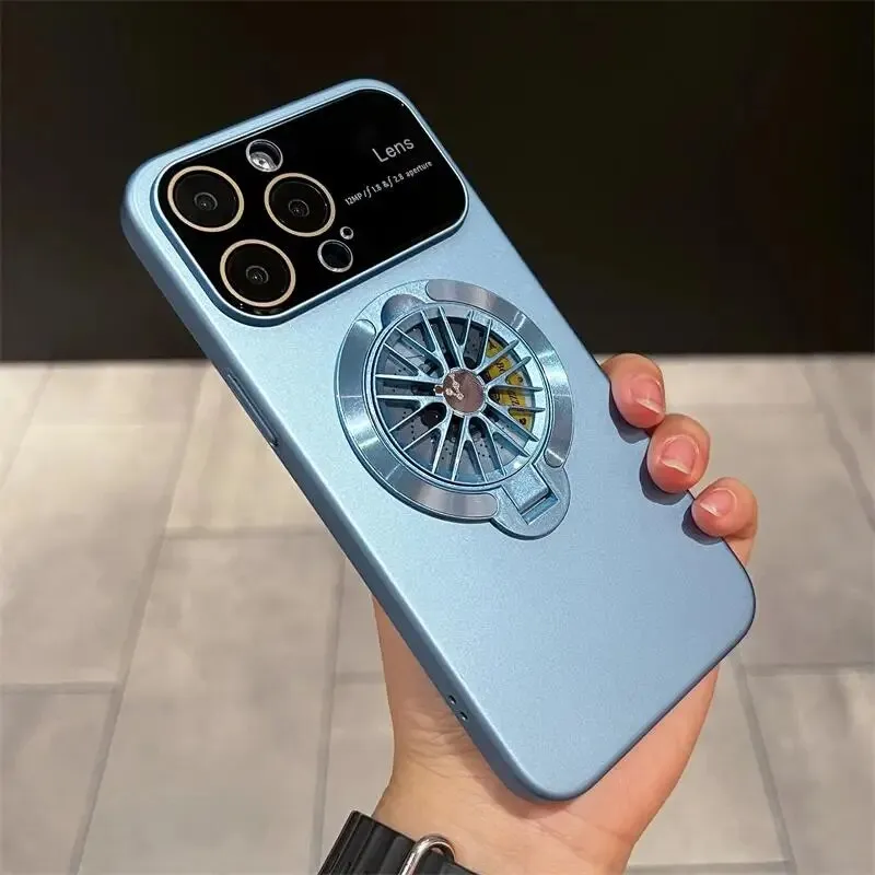 Magnetic Rotatable Gyroscope Stand With Gyro Frosted Phone Case For iPhone