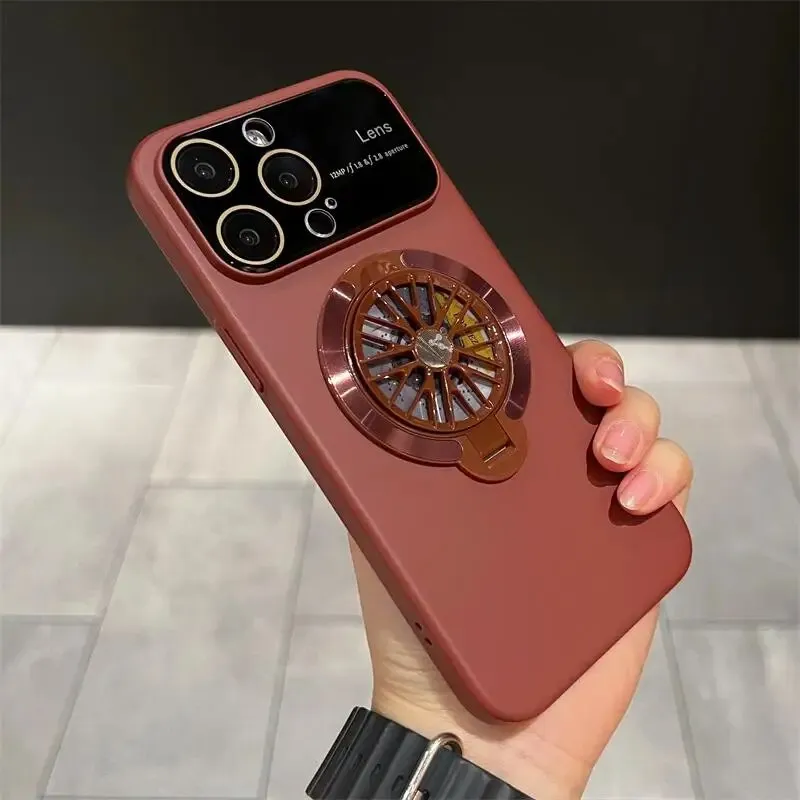 Magnetic Rotatable Gyroscope Stand With Gyro Frosted Phone Case For iPhone