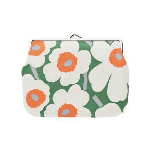 Marimekko Pieni Unikko Large Coin Purse, cotton/green/orange