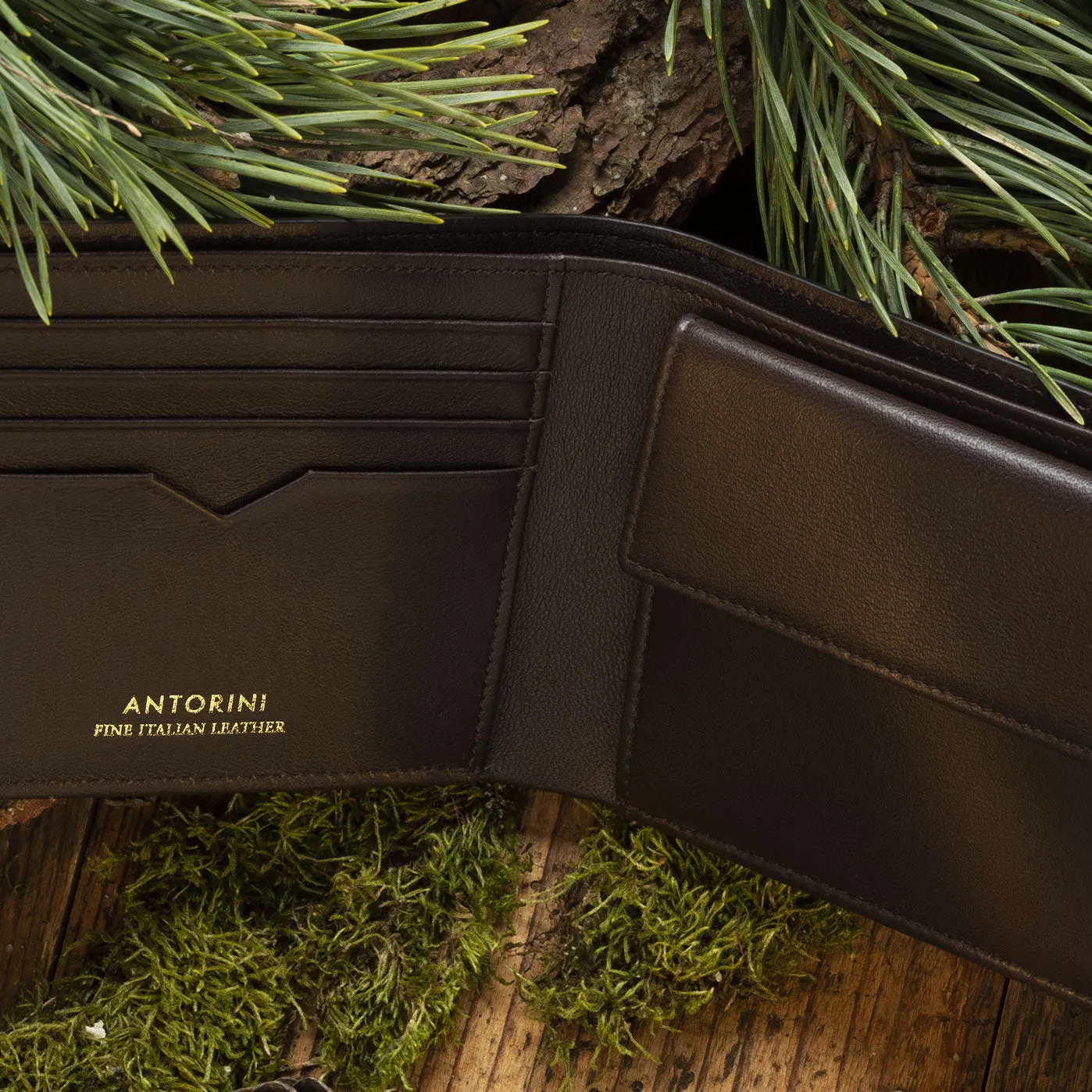 Men's Bison leather wallet ANTORINI Nature Collection, Light Brown, 8cc