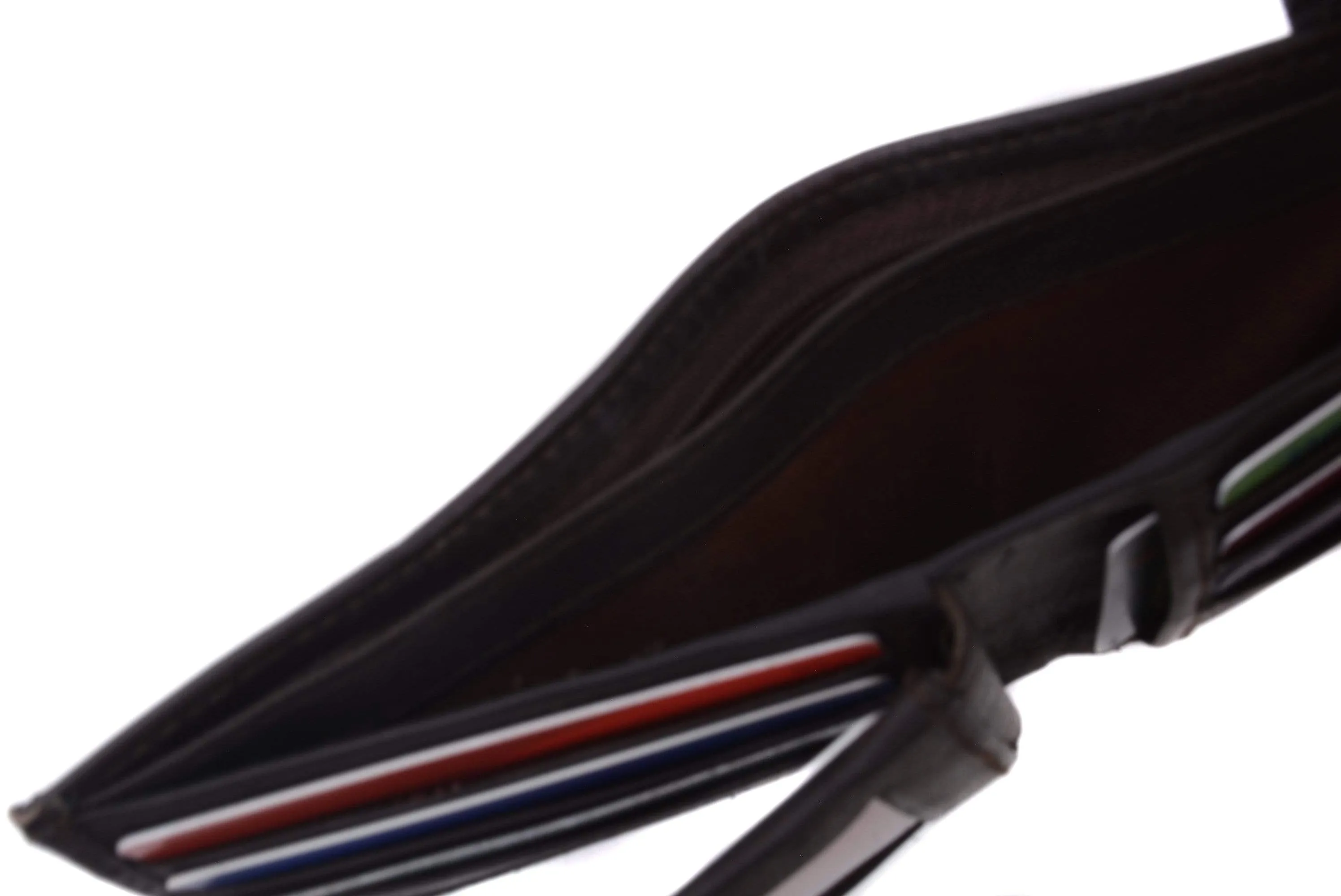 Mens Genuine Leather Wallet Euro Traveler Style with Center Flip ID Window 2152