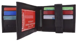 Mens Genuine Leather Wallet Euro Traveler Style with Center Flip ID Window 2152