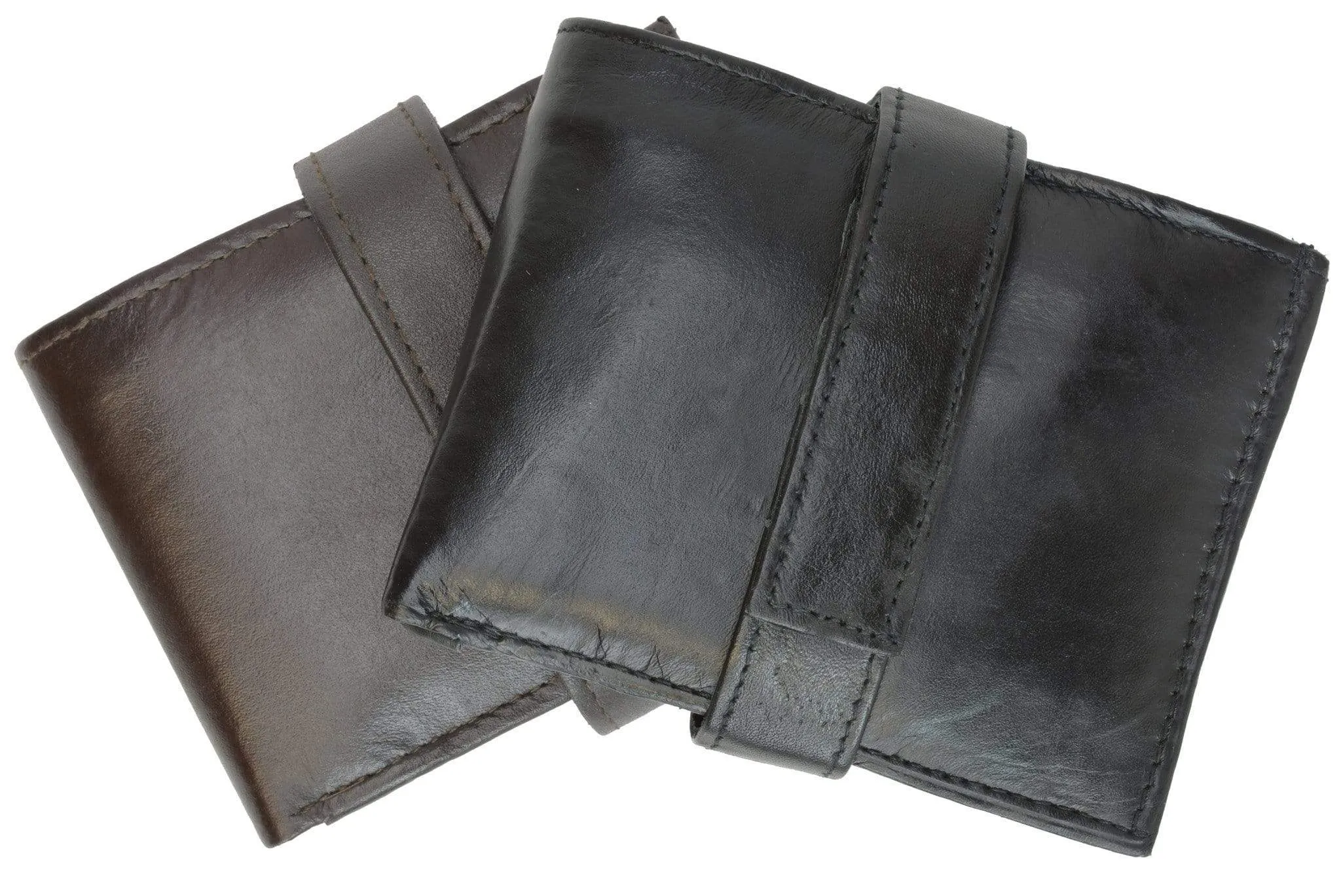 Mens Genuine Leather Wallet Euro Traveler Style with Center Flip ID Window 2152