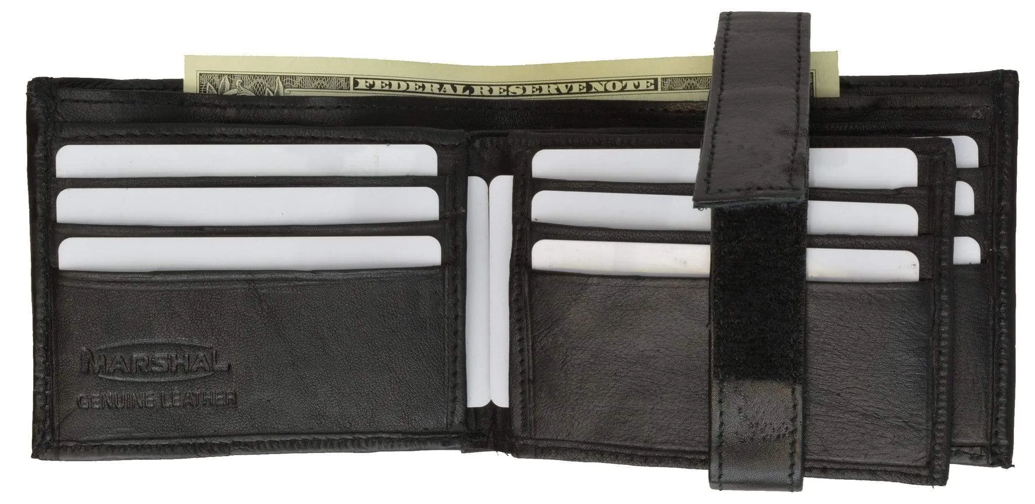Mens Genuine Leather Wallet Euro Traveler Style with Center Flip ID Window 2152