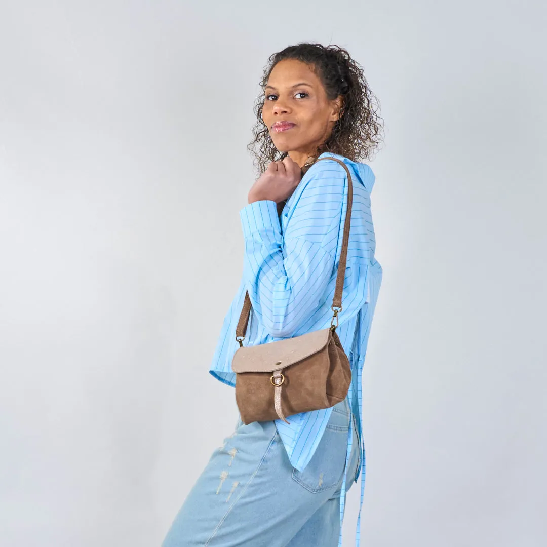 Metallic suede flap crossbody bags wholesale