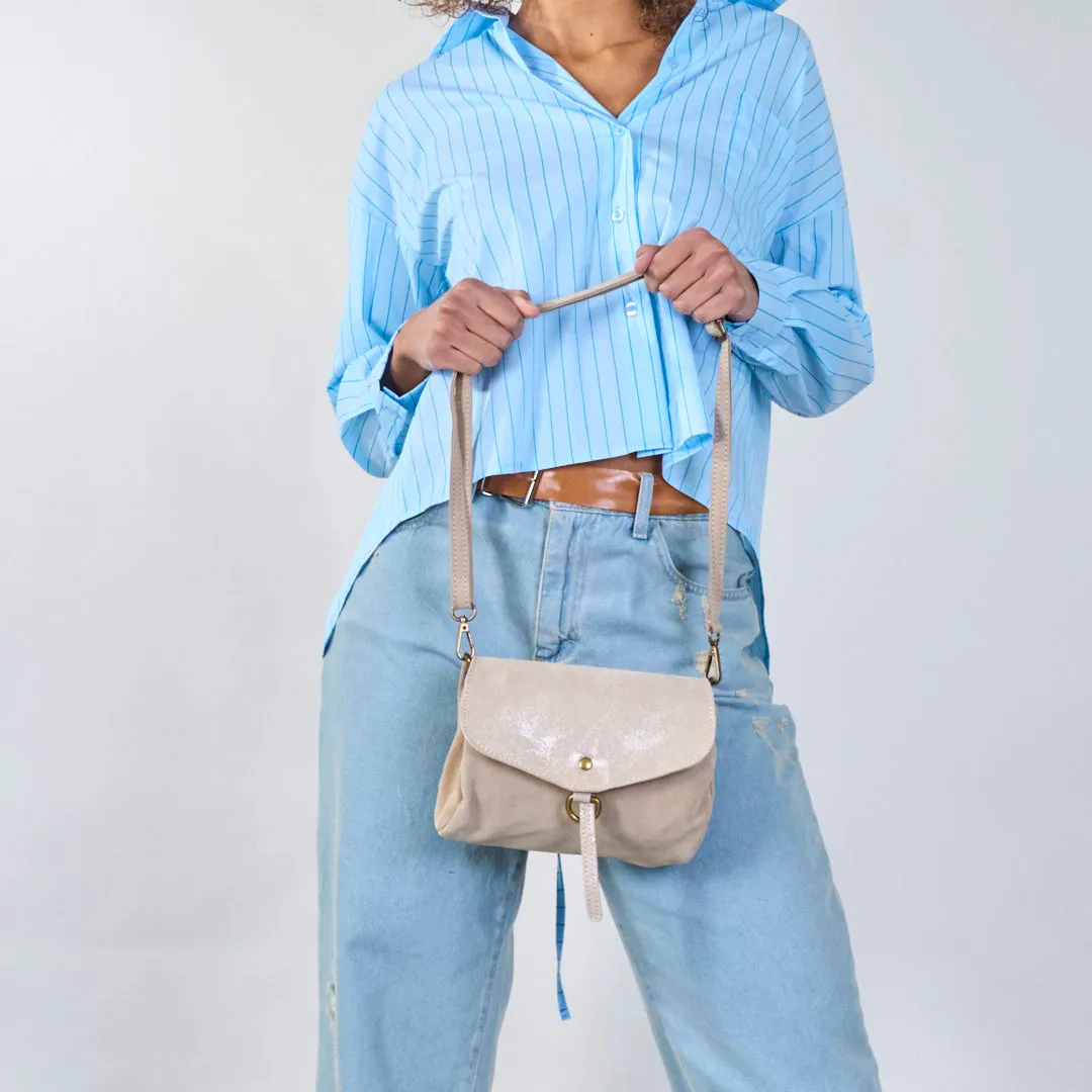 Metallic suede flap crossbody bags wholesale
