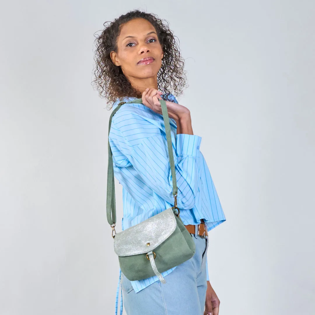 Metallic suede flap crossbody bags wholesale