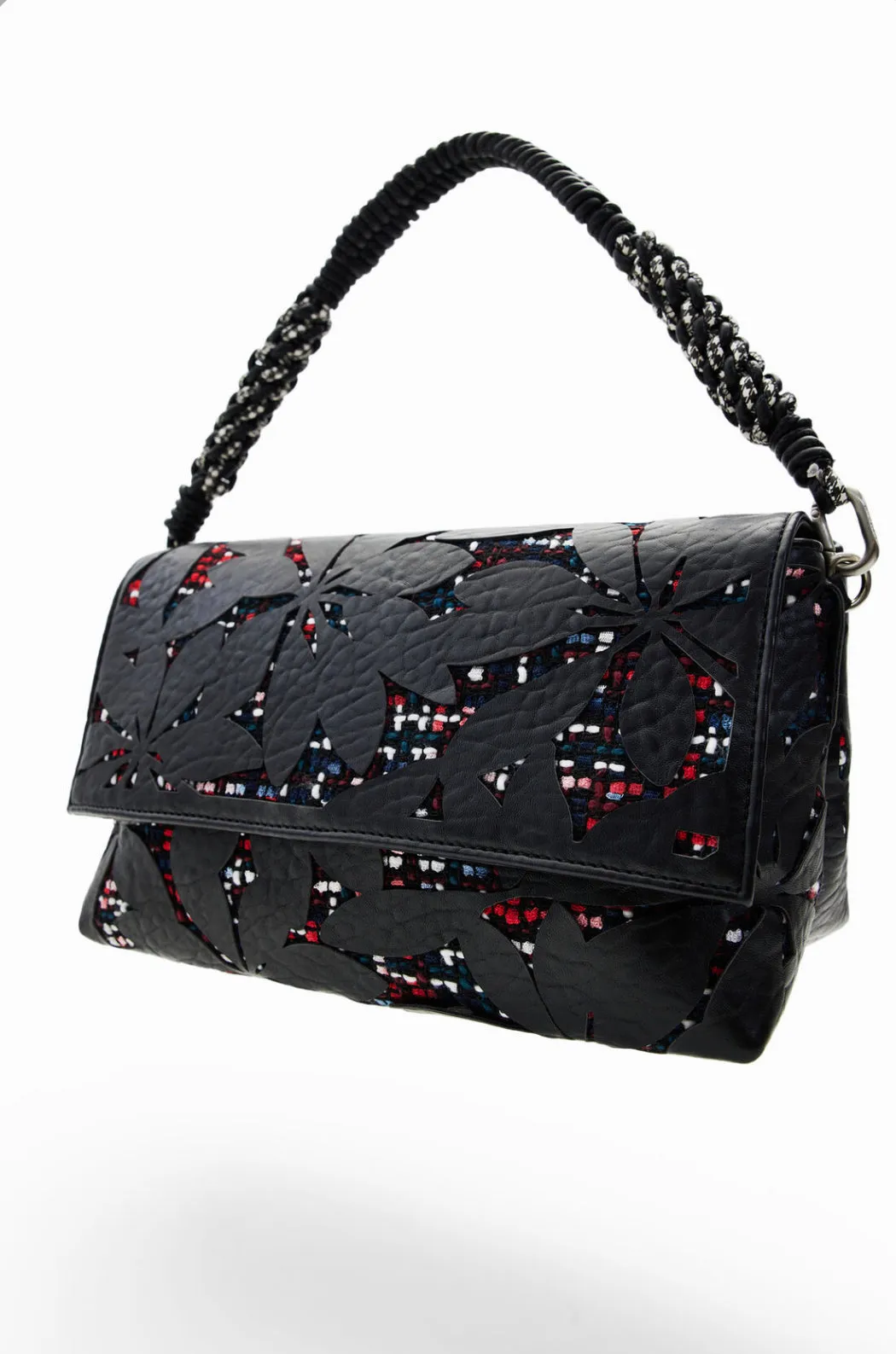 Midsize die-cut flower crossbody bag