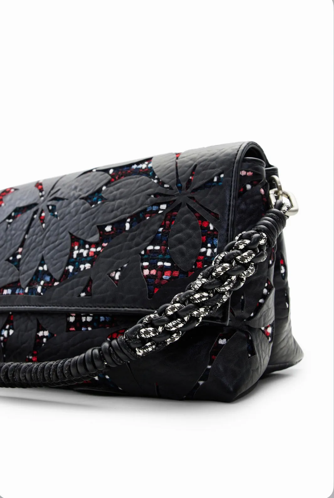 Midsize die-cut flower crossbody bag