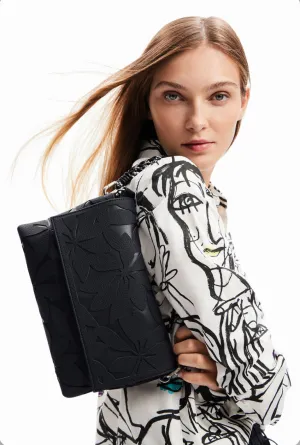 Midsize die-cut flower crossbody bag