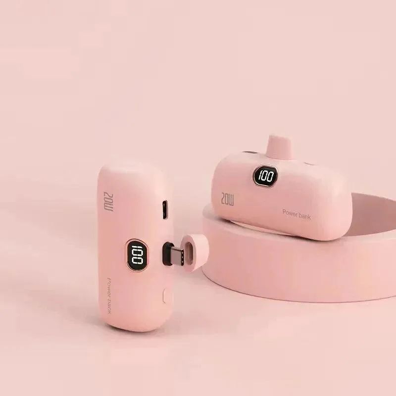 Mini Portable Charger 10000-30000mAh, Quick Charge USB-C & Micro USB, LED Display, Compact Power Bank, Multi-Color
