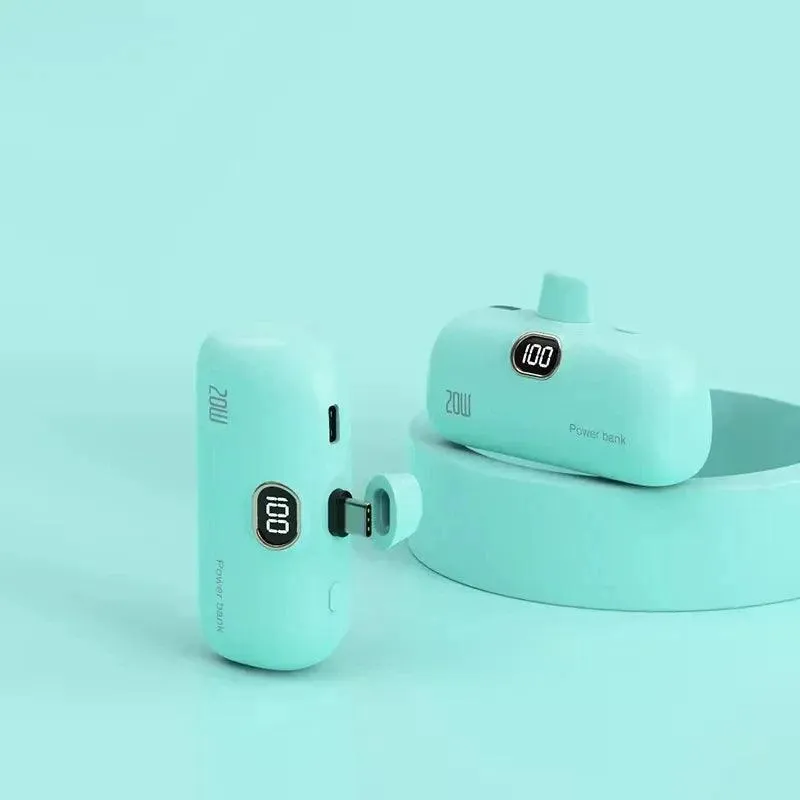 Mini Portable Charger 10000-30000mAh, Quick Charge USB-C & Micro USB, LED Display, Compact Power Bank, Multi-Color
