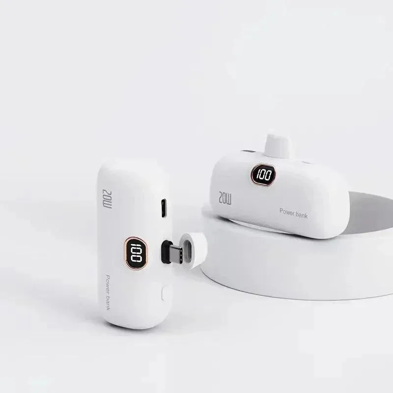 Mini Portable Charger 10000-30000mAh, Quick Charge USB-C & Micro USB, LED Display, Compact Power Bank, Multi-Color