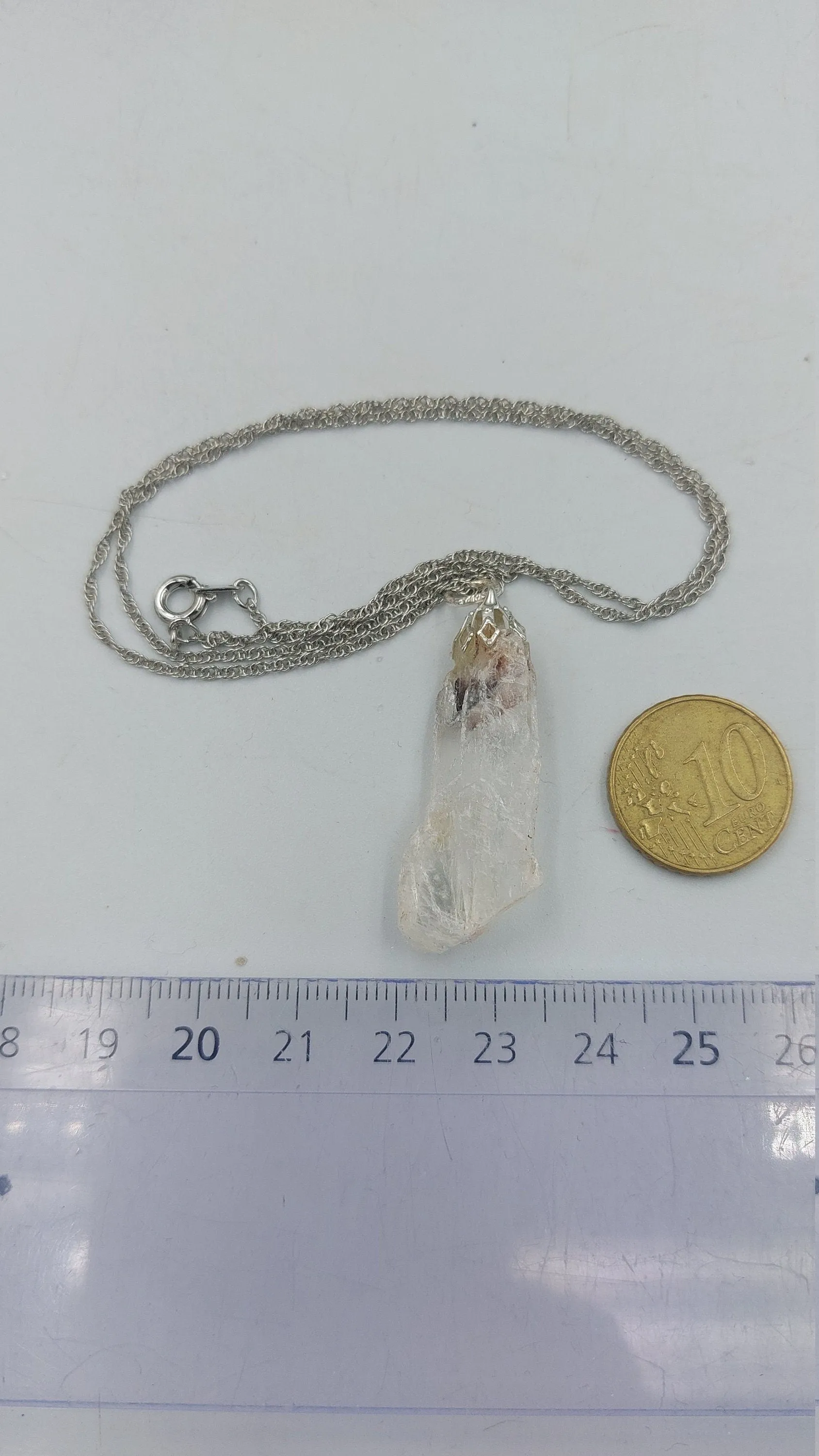 Natural Rough Greek Selenite Sterling Steel Necklace Healing Crystal Accessories Zodiac Mineral Stone