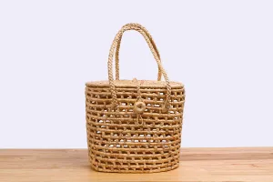 Natural straw mini container (tall)