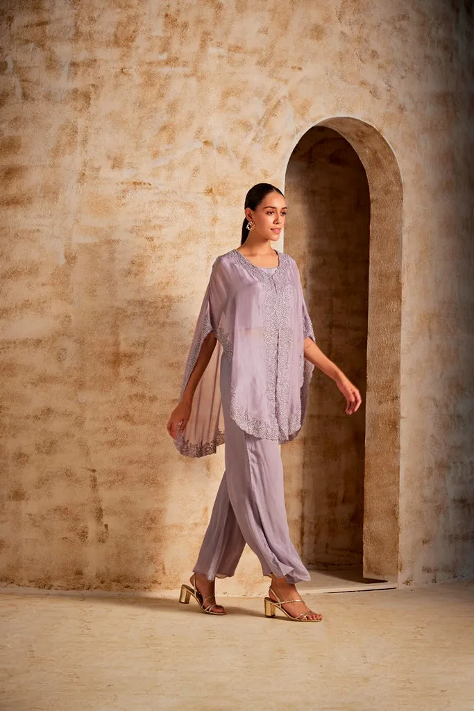 Neeru's Lavender Color Georgette Fabric Suit Palazzo Set