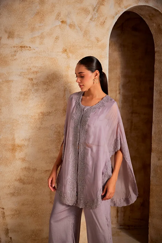 Neeru's Lavender Color Georgette Fabric Suit Palazzo Set