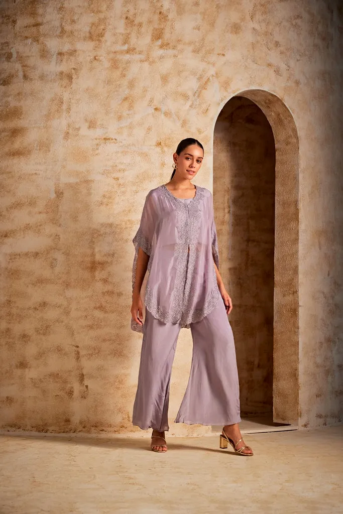 Neeru's Lavender Color Georgette Fabric Suit Palazzo Set