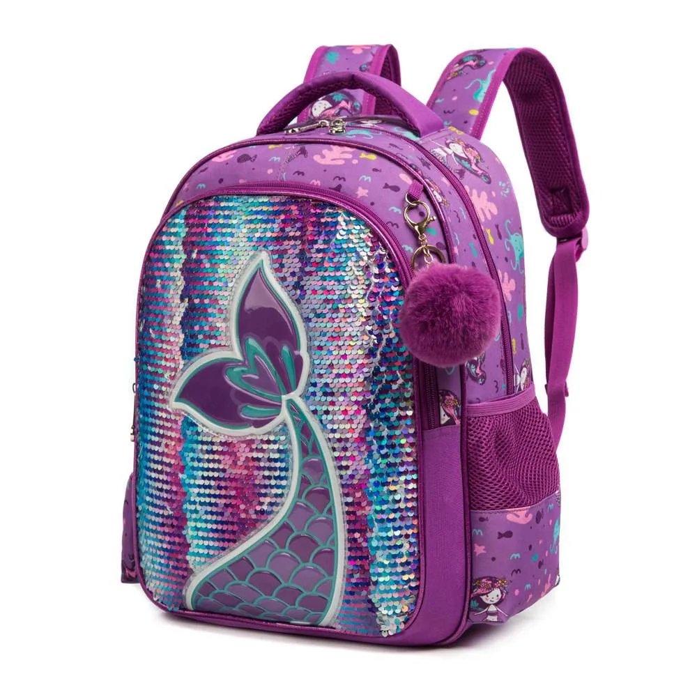 (NET) School Backpack Girls Sequin Backpack With Lunch Box Set Of 3 pcs / 1049-3