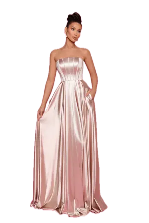 Nicoletta NP168 Satin A-Line Gown in Champagne,