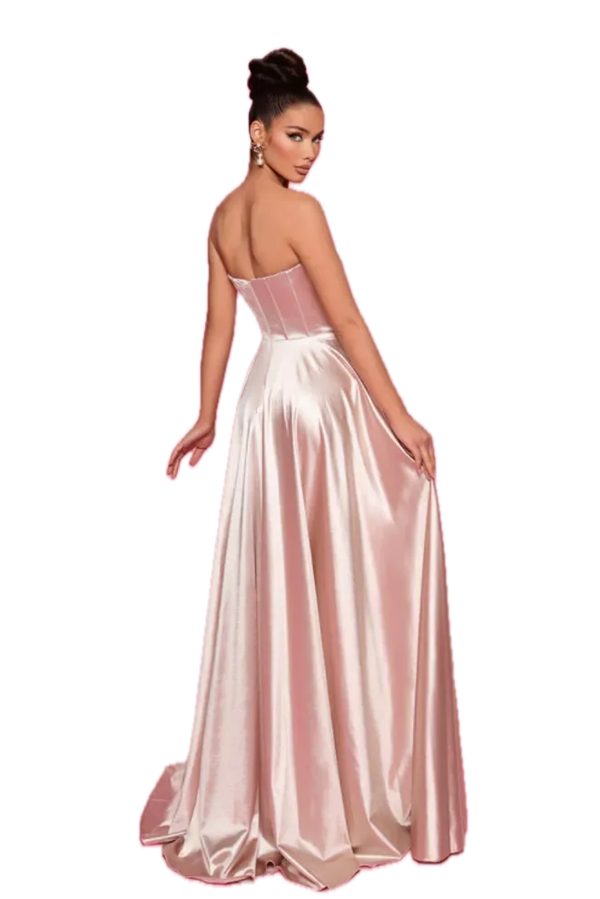 Nicoletta NP168 Satin A-Line Gown in Champagne,