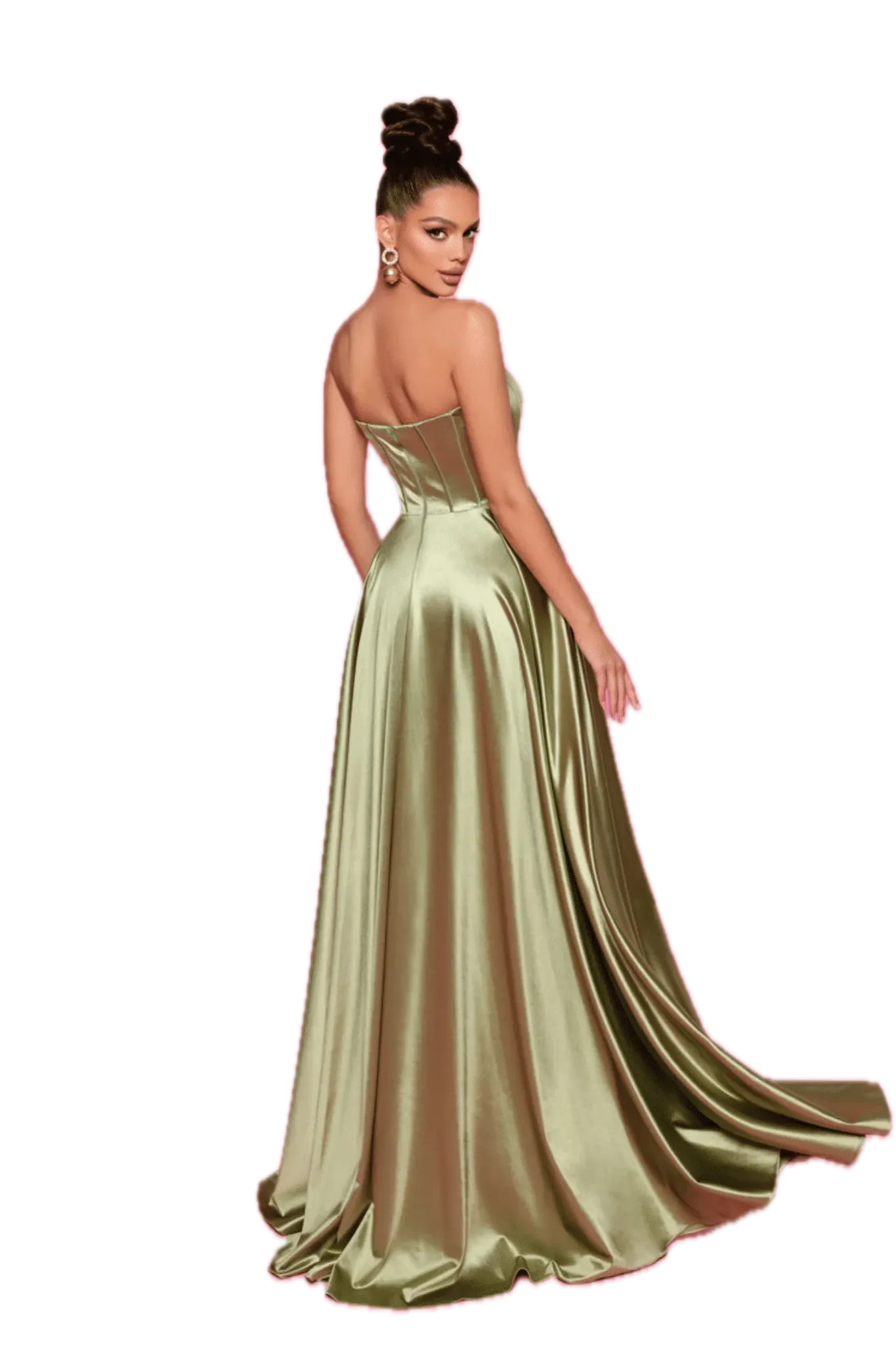 Nicoletta NP168 Satin A-Line Gown in Champagne,