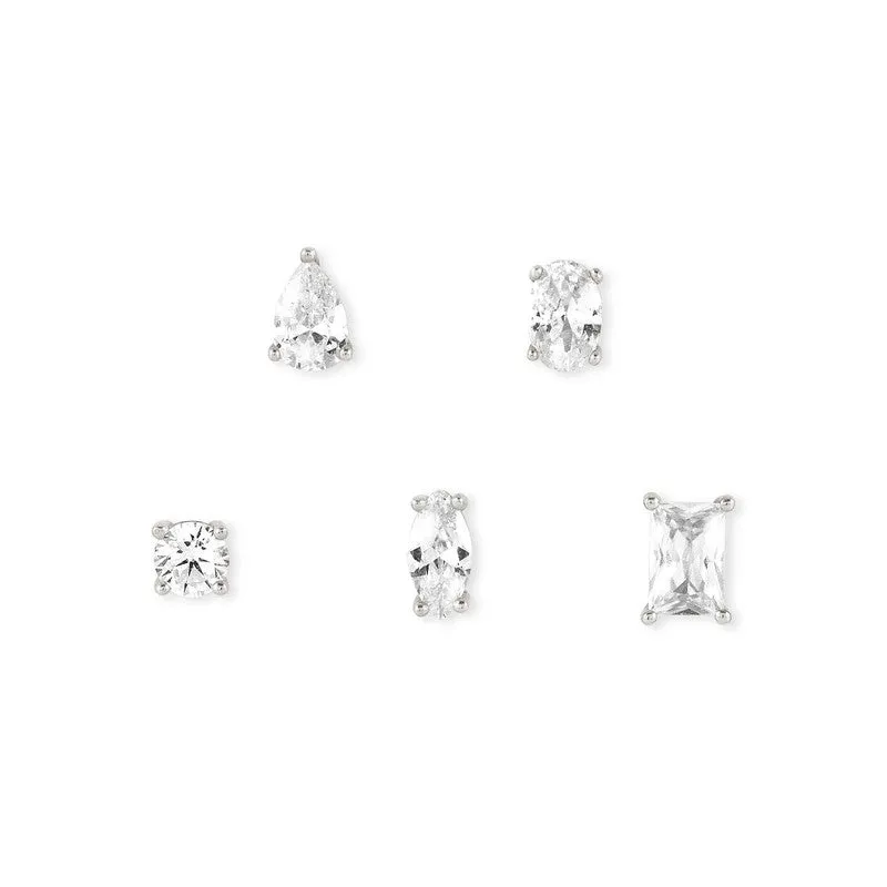 Nomination Colour Wave Earrings, Set Of 5, White Cubic Zirconia, Silver