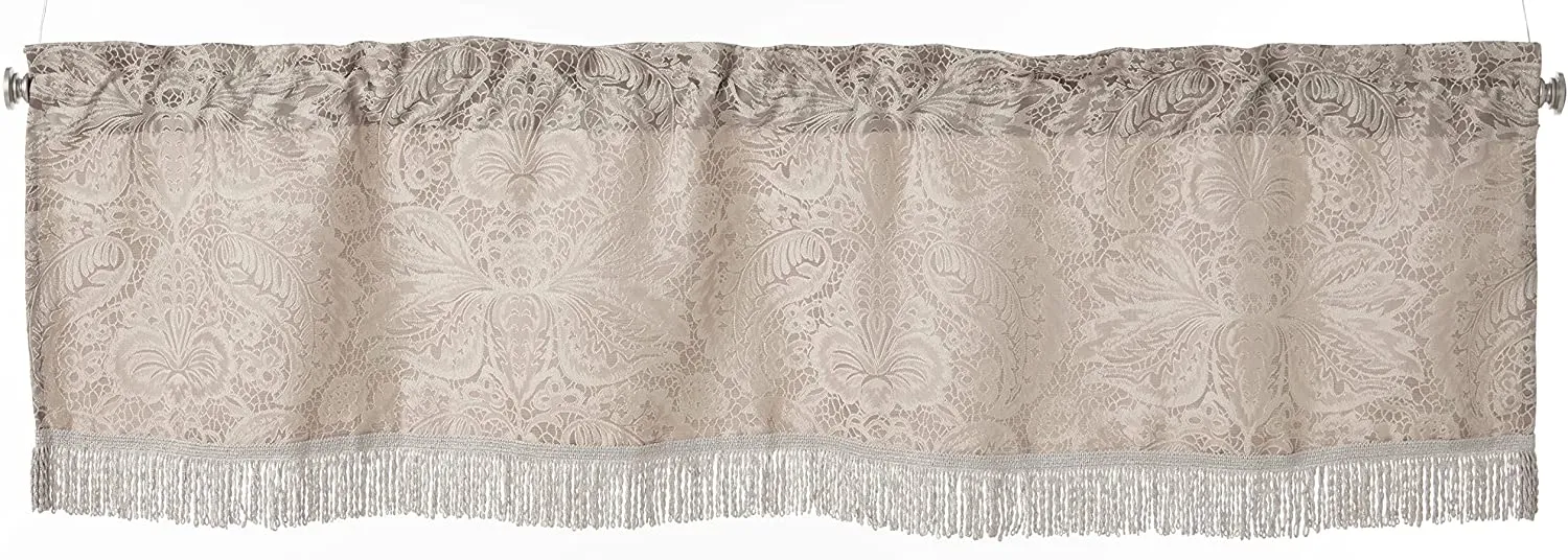 Pacifica Lace Look Damask Pattern Decorative Window Treatment Rod Pocket Curtain Straight Valance