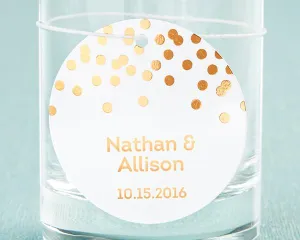 Personalized Circle Foil Tag - Copper (Set of 36)