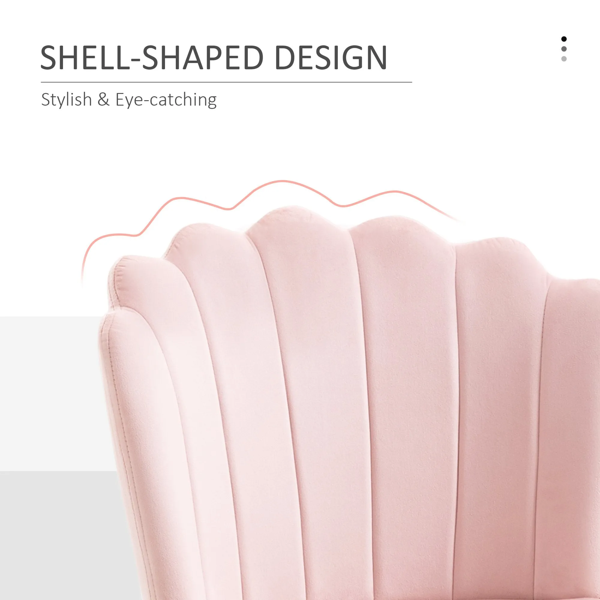 Pink Velvet-Touch Vanity Chair Makeup Chair with Golden Metal Legs for Living Room & Dining Room