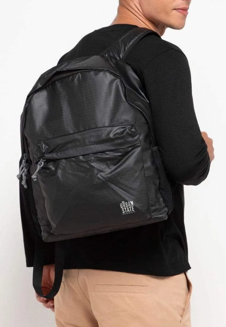 Poly Nylon Zipper Backpack - Black