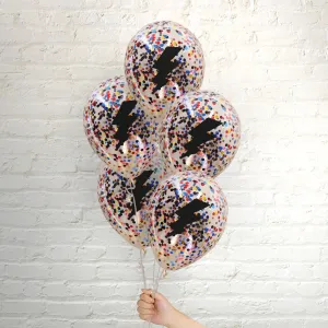 Pop Balloons Superhero Lightning Bolt Confetti Balloons - 5 Pkt