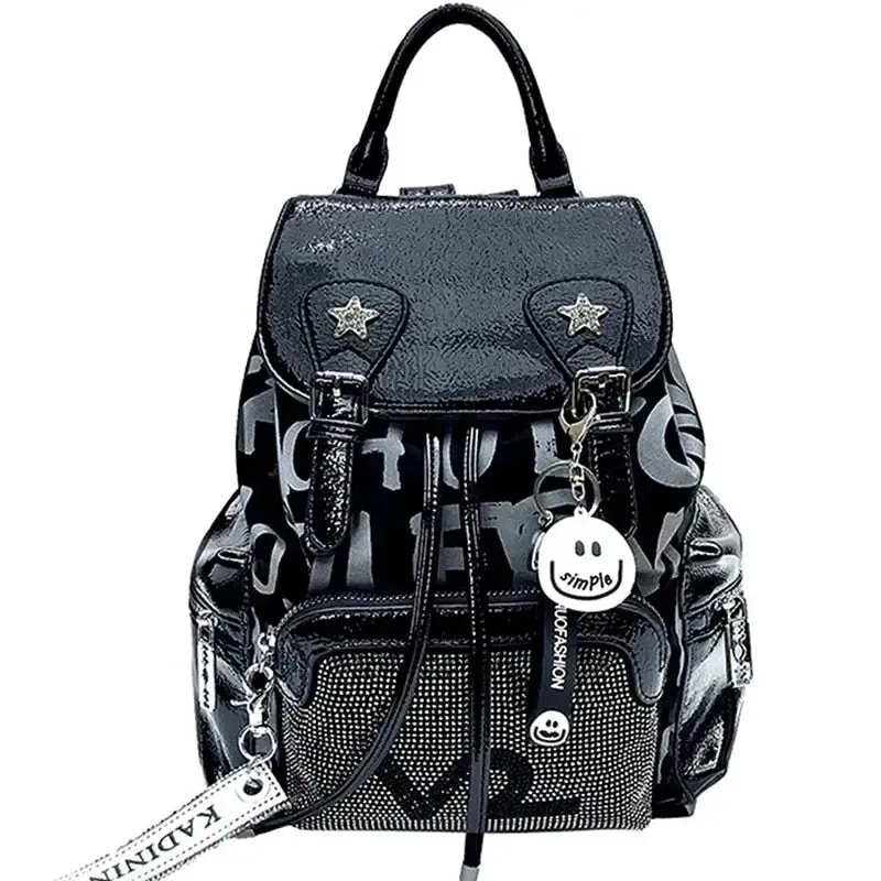 Printed Letters Dark Backpack
