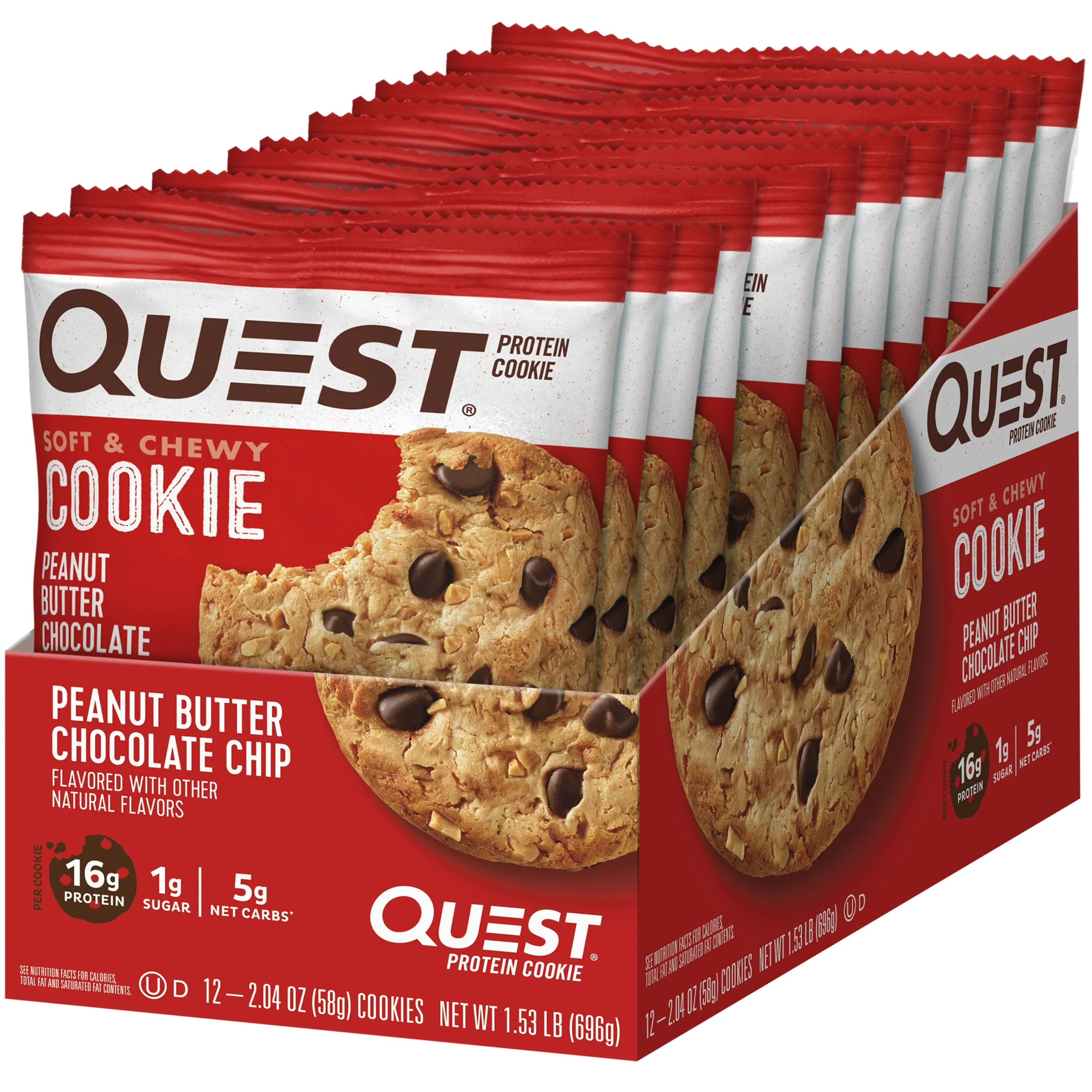 Quest Protein Cookie, Keto Friendly, Peanut Butter Chocolate Chip, 12 Count
