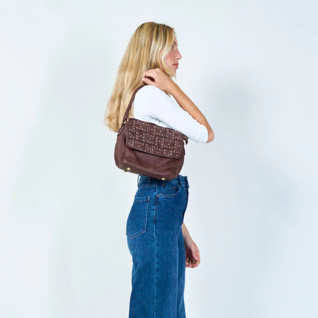 Quilted leather vintage flap crossbody bag wholesale