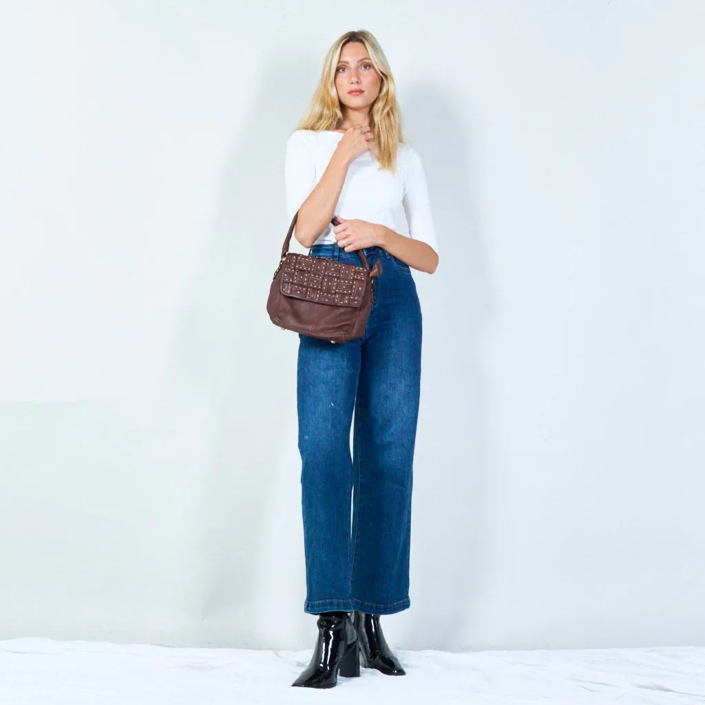 Quilted leather vintage flap crossbody bag wholesale