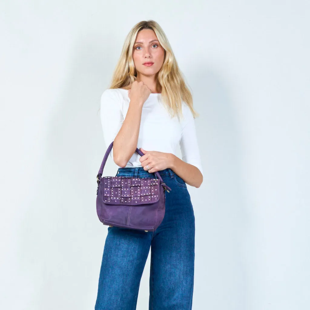 Quilted leather vintage flap crossbody bag wholesale