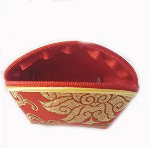 Red Silk Brocade Coin Purse