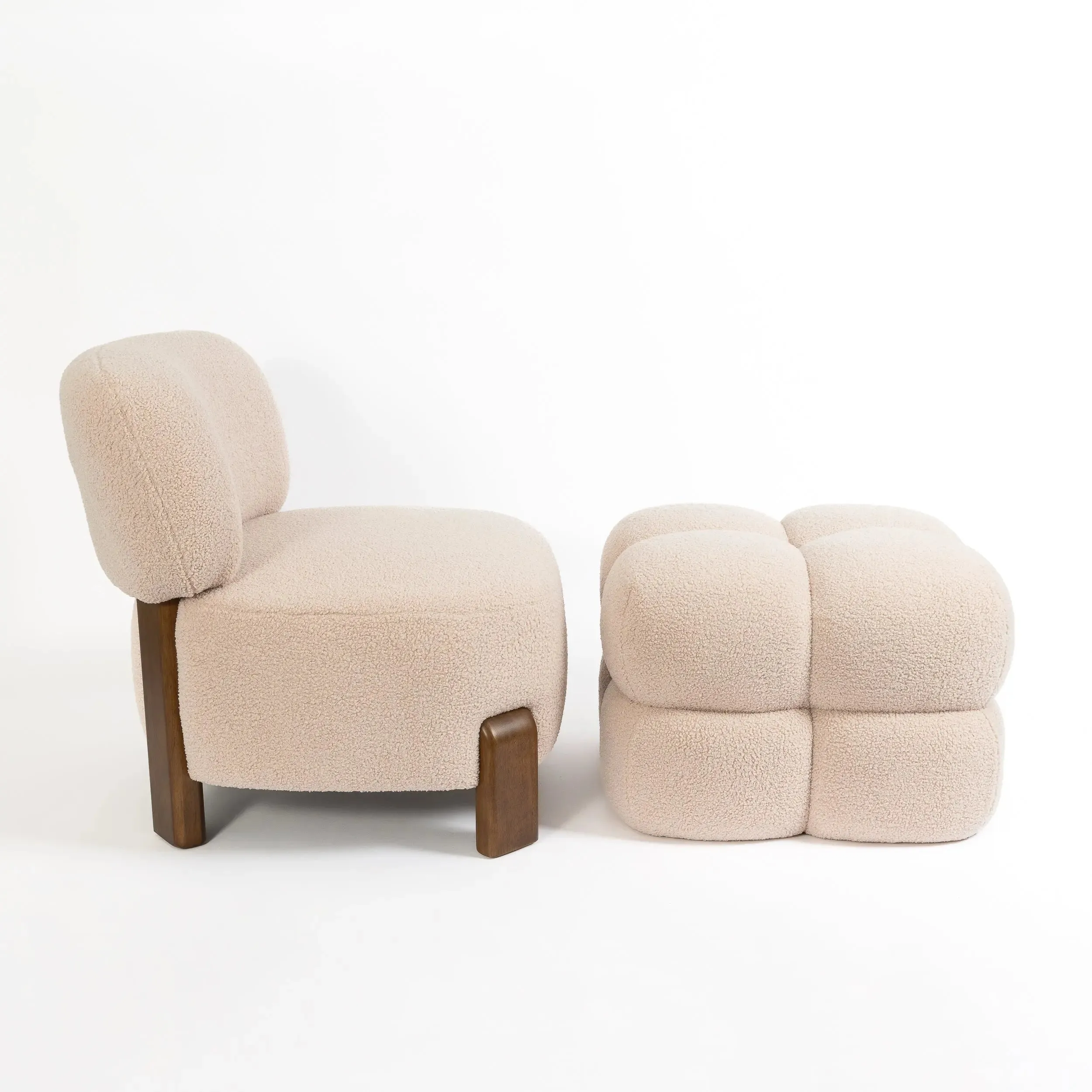Rubix Boucle Stool Champagne