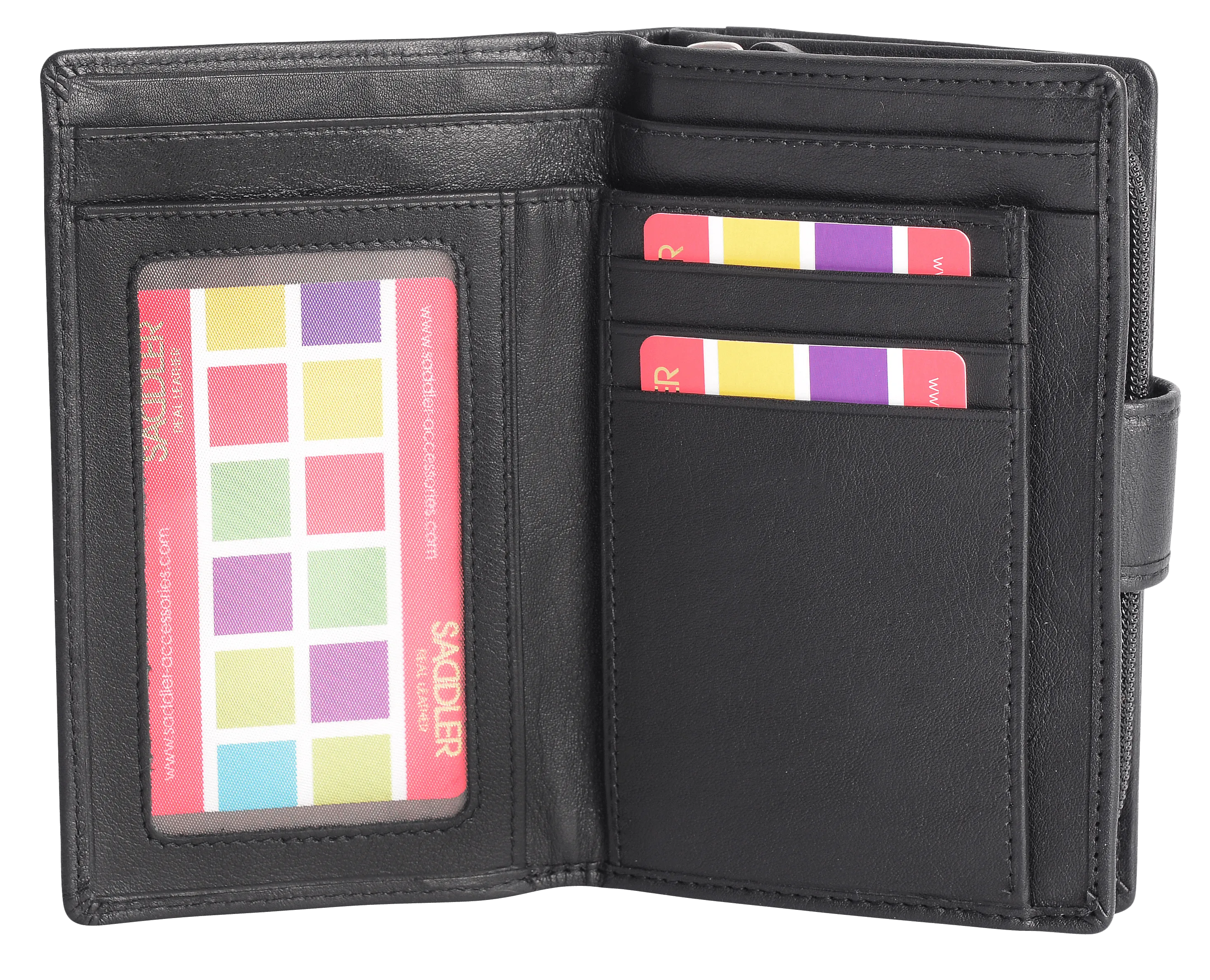 SADDLER GEORGIE Leather Double-Sided Purse - 13 Card Slots, Generous Space for Notes and Coins - RFID Protected