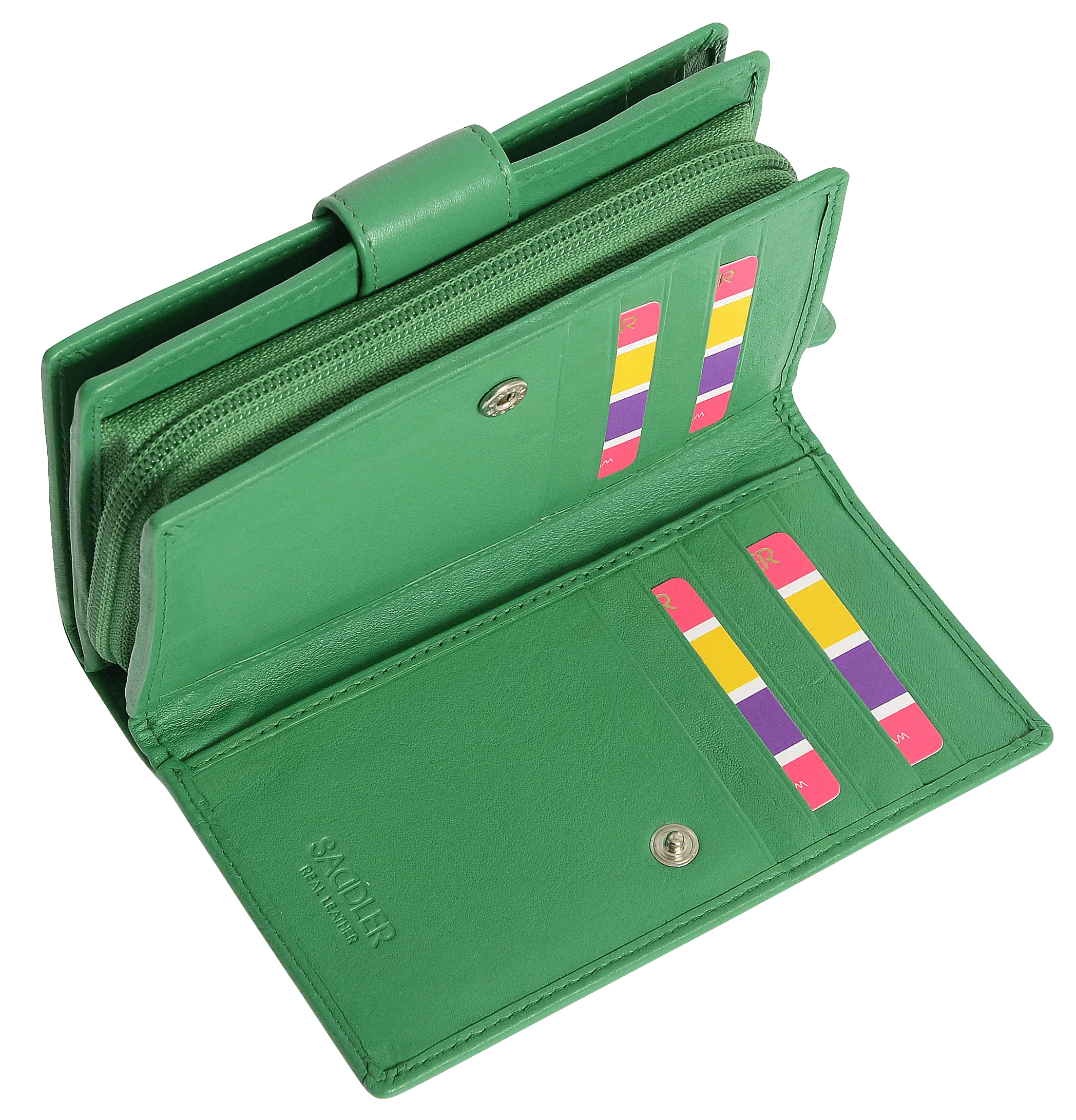 SADDLER GEORGIE Leather Double-Sided Purse - 13 Card Slots, Generous Space for Notes and Coins - RFID Protected