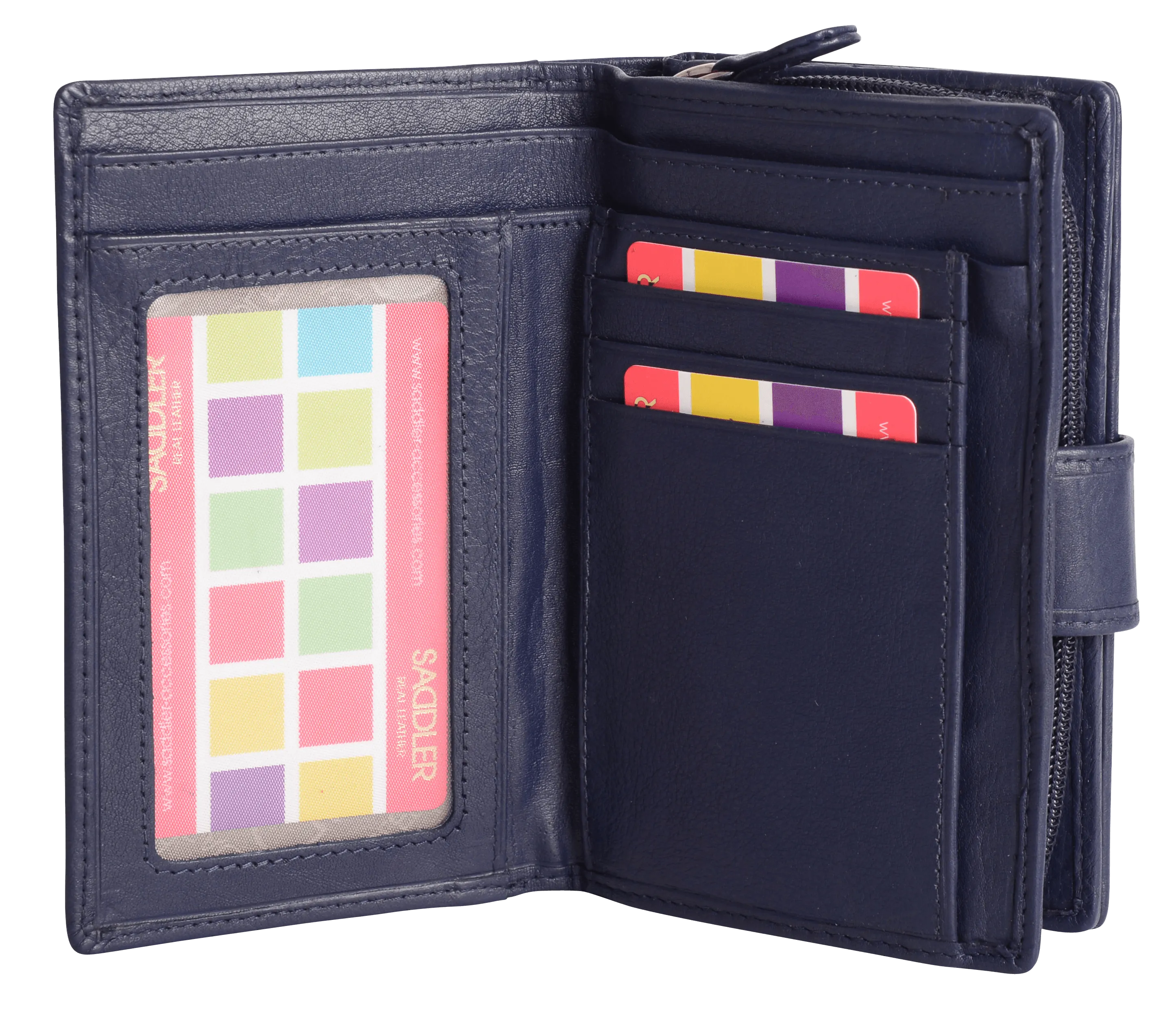 SADDLER GEORGIE Leather Double-Sided Purse - 13 Card Slots, Generous Space for Notes and Coins - RFID Protected