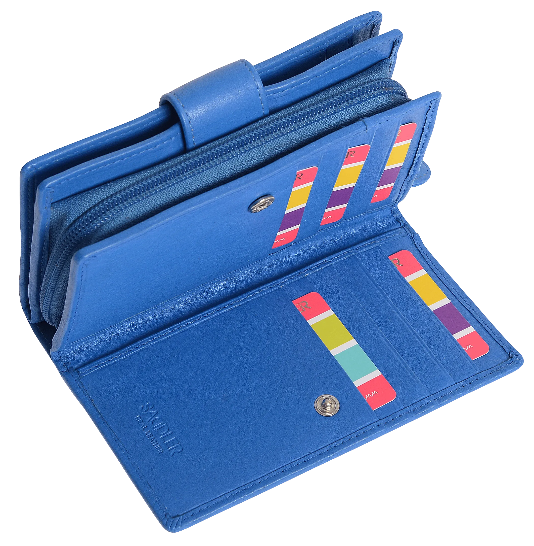 SADDLER GEORGIE Leather Double-Sided Purse - 13 Card Slots, Generous Space for Notes and Coins - RFID Protected