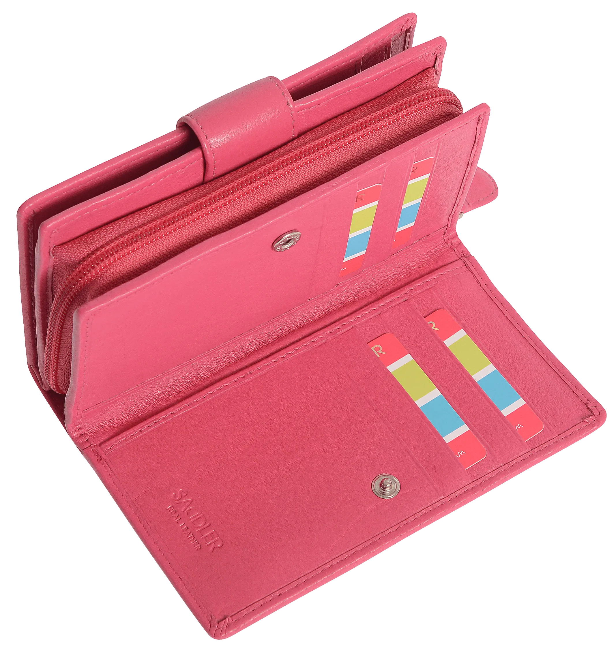 SADDLER GEORGIE Leather Double-Sided Purse - 13 Card Slots, Generous Space for Notes and Coins - RFID Protected