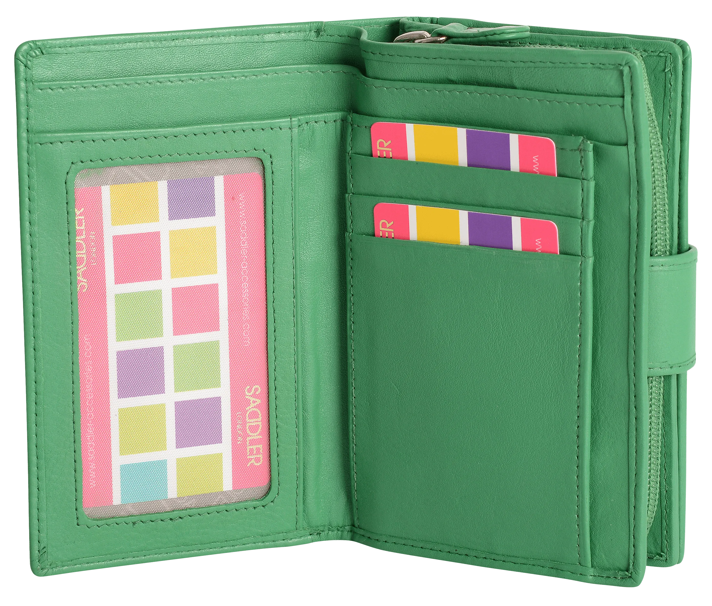 SADDLER GEORGIE Leather Double-Sided Purse - 13 Card Slots, Generous Space for Notes and Coins - RFID Protected