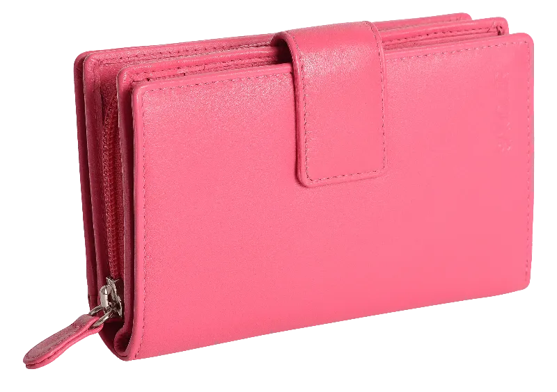 SADDLER GEORGIE Leather Double-Sided Purse - 13 Card Slots, Generous Space for Notes and Coins - RFID Protected