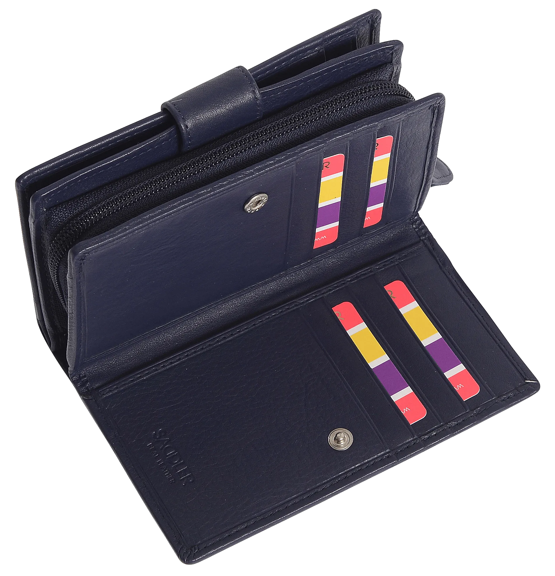 SADDLER GEORGIE Leather Double-Sided Purse - 13 Card Slots, Generous Space for Notes and Coins - RFID Protected