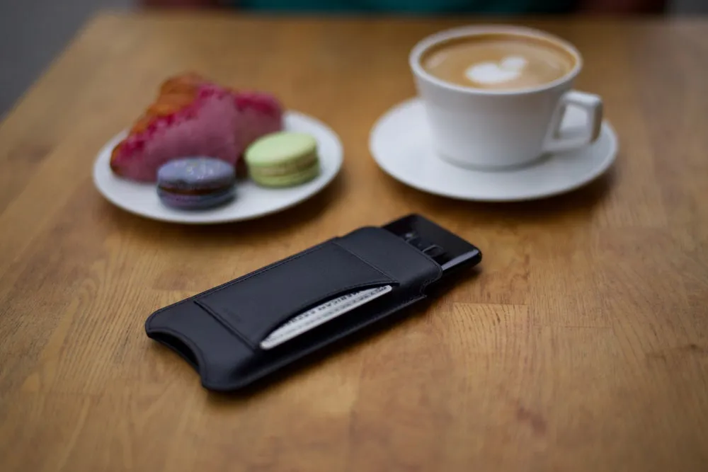 Samsung Galaxy S9  | S8  Wallet Case Pirate Black Leather NueVue Sanitizing and Screen Cleaning Case