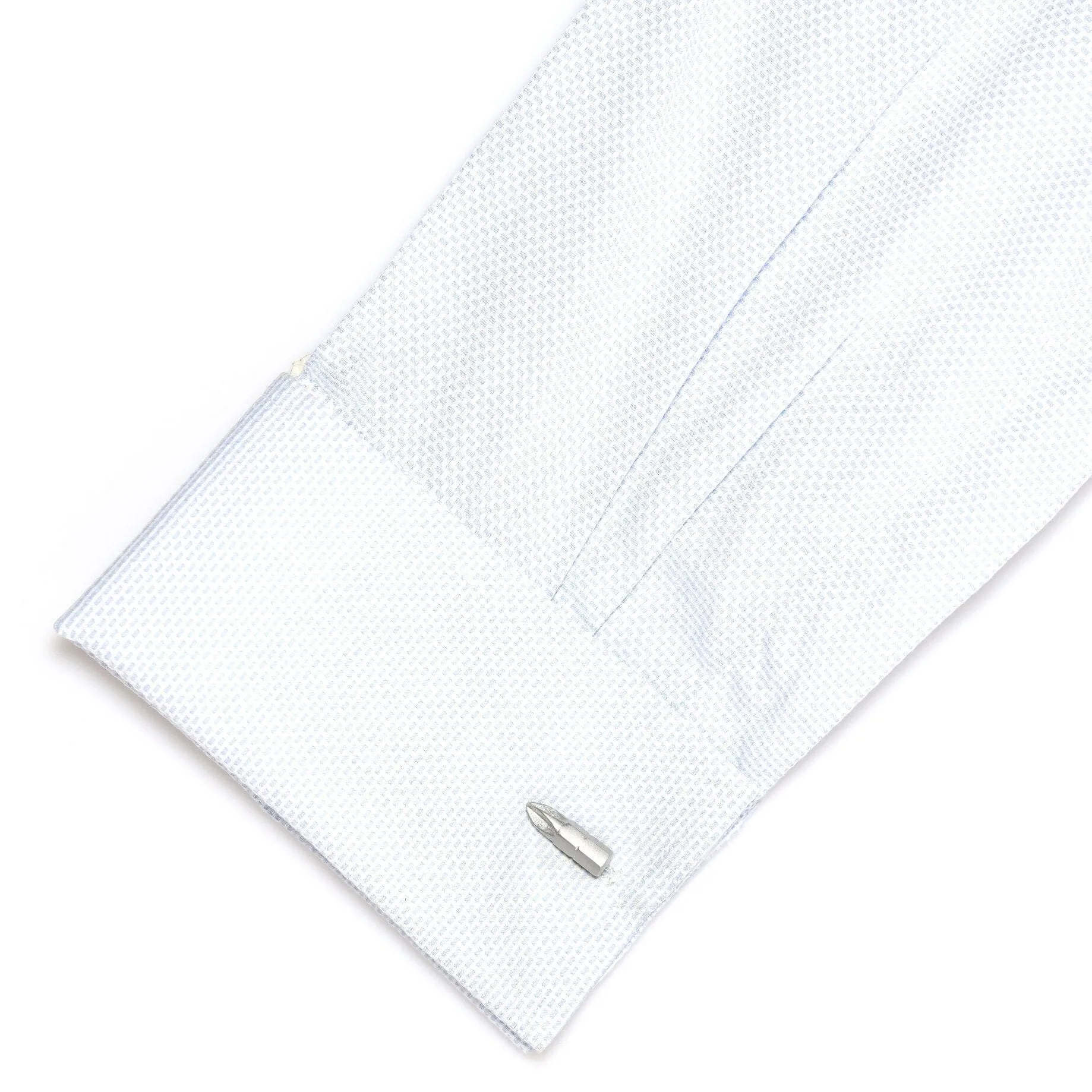 Screwdriver Bit Flat-head and Phillips Brushed Silver Cufflinks